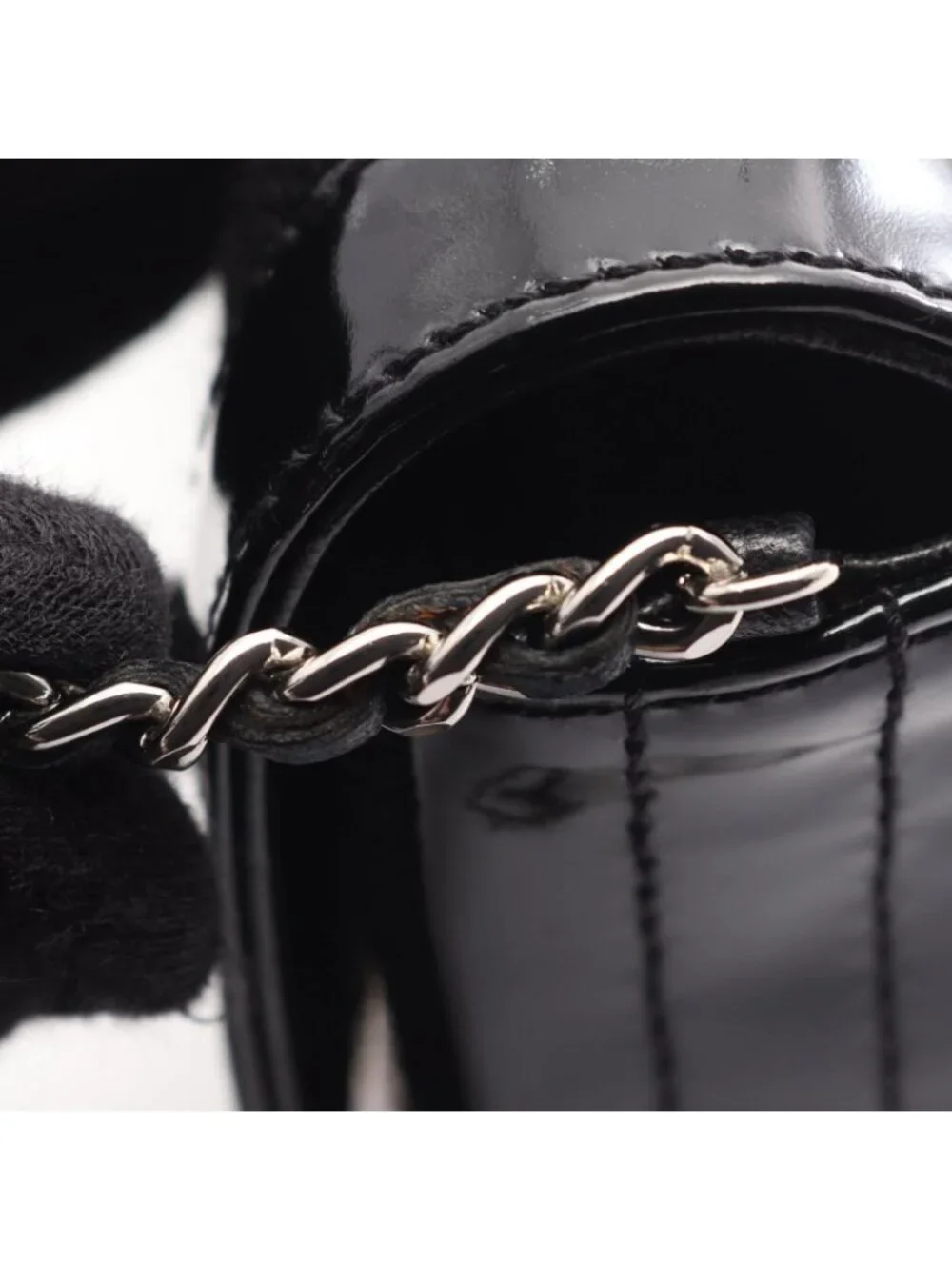 Chanel Shoulder Bag 2.55 Quilted East West Black Canvas Leather Chain